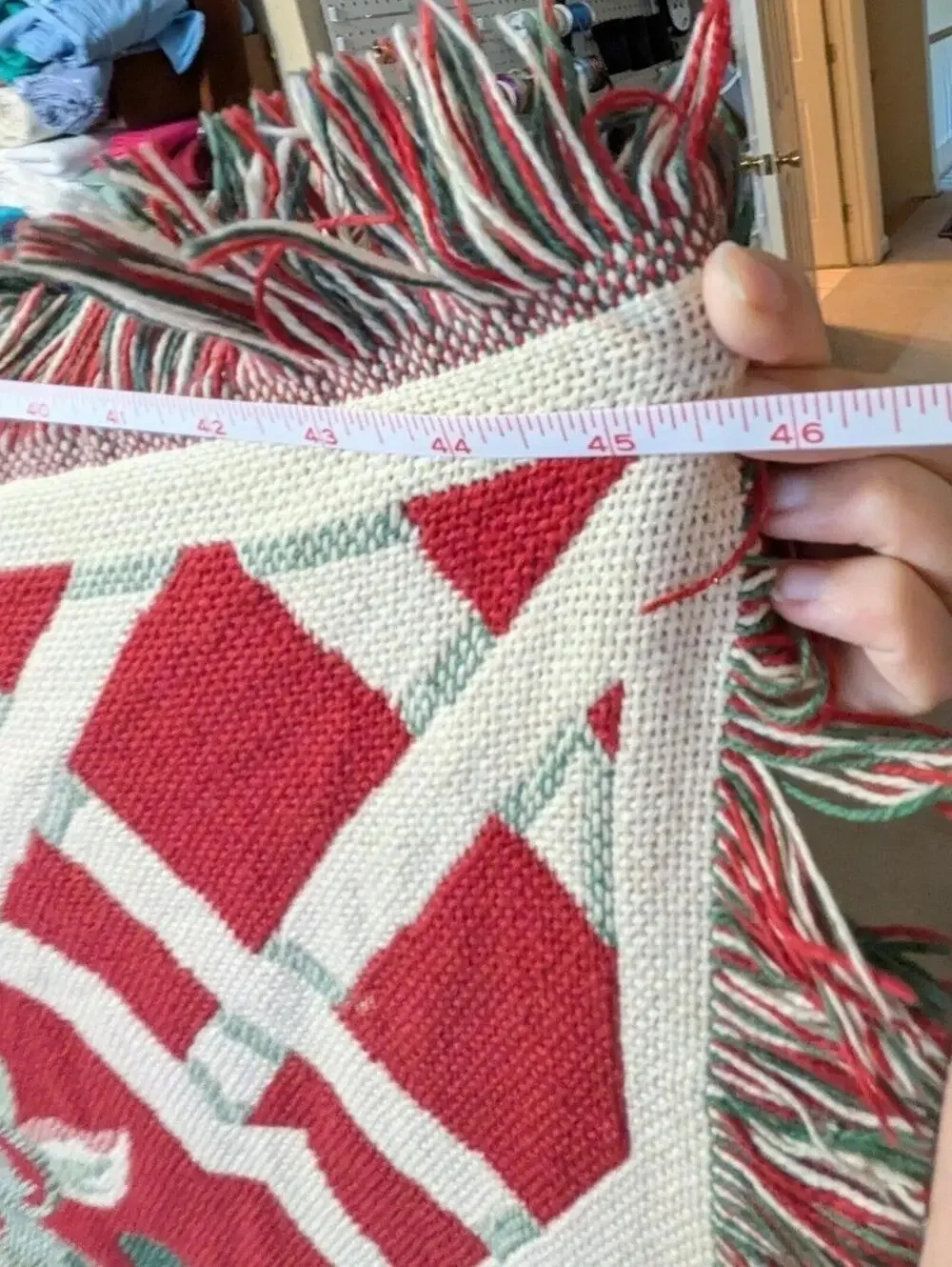Vintage 46x70 Floral Fruit Woven Tapestry Throw Blanket Reversible Red Cream